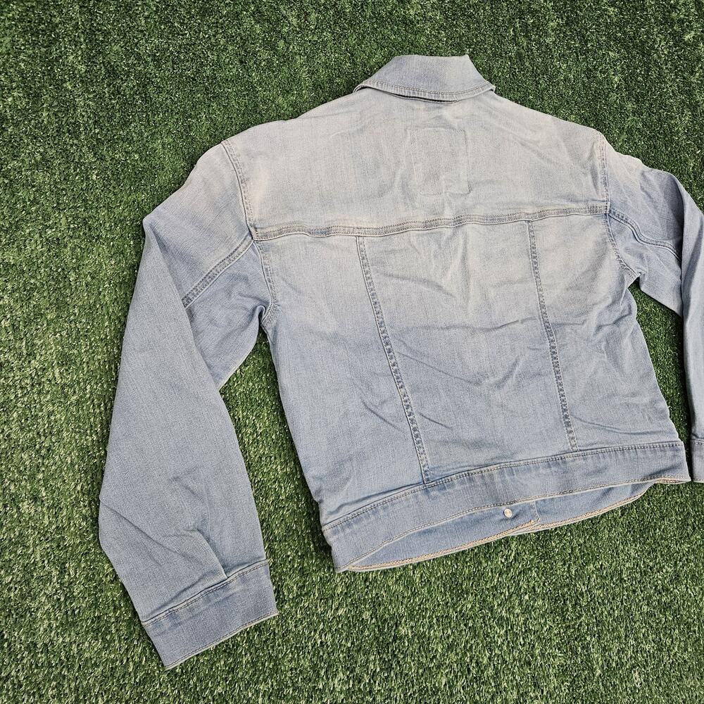 Abercrombie Kids Blue Medium Wash Floral Embroidered Denim Jacket Size 13/14 - Picture 6 of 12